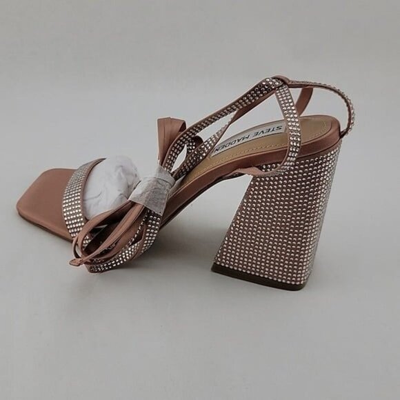 New Steve Madden Meaningful Blush Sparkle Stappy Heel - Picture 11 of 12